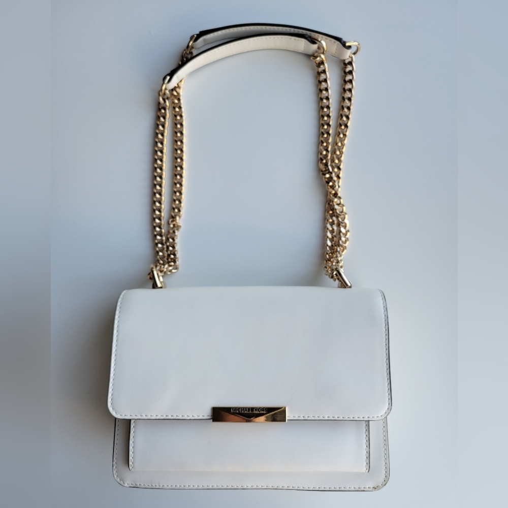 Michael Kors Jade Leather Bag in White Gold Hardware